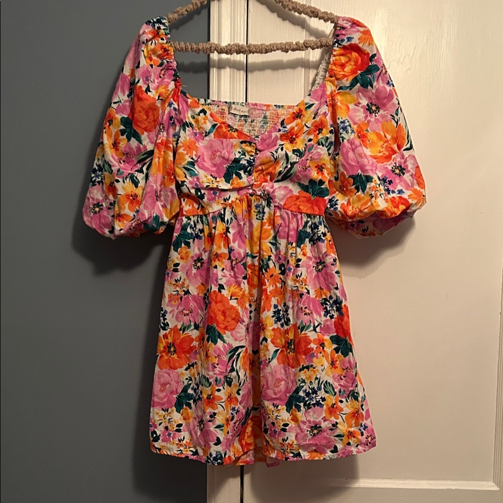 Altar'd State Floral Mini Dress - Pink, Orange, Green